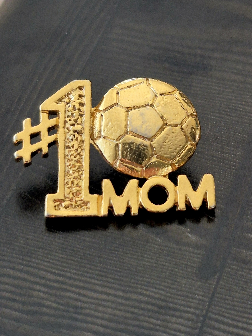 #1 Mom Gold Tone Soccer Lapel Pin Moms